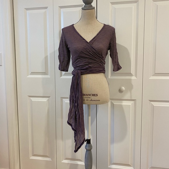 Free People FP Movement Purple Wrap Ballet Top Size Medium - Picture 5 of 11